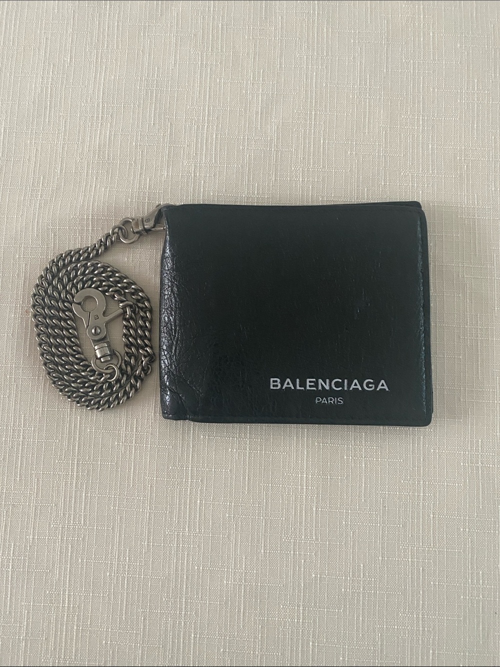 Balenciaga Leather Chain Wallet in Black